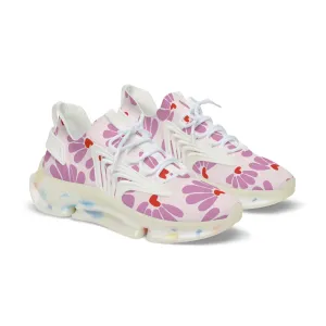 Purple Flowers and Hearts Men's Mesh Sneakers