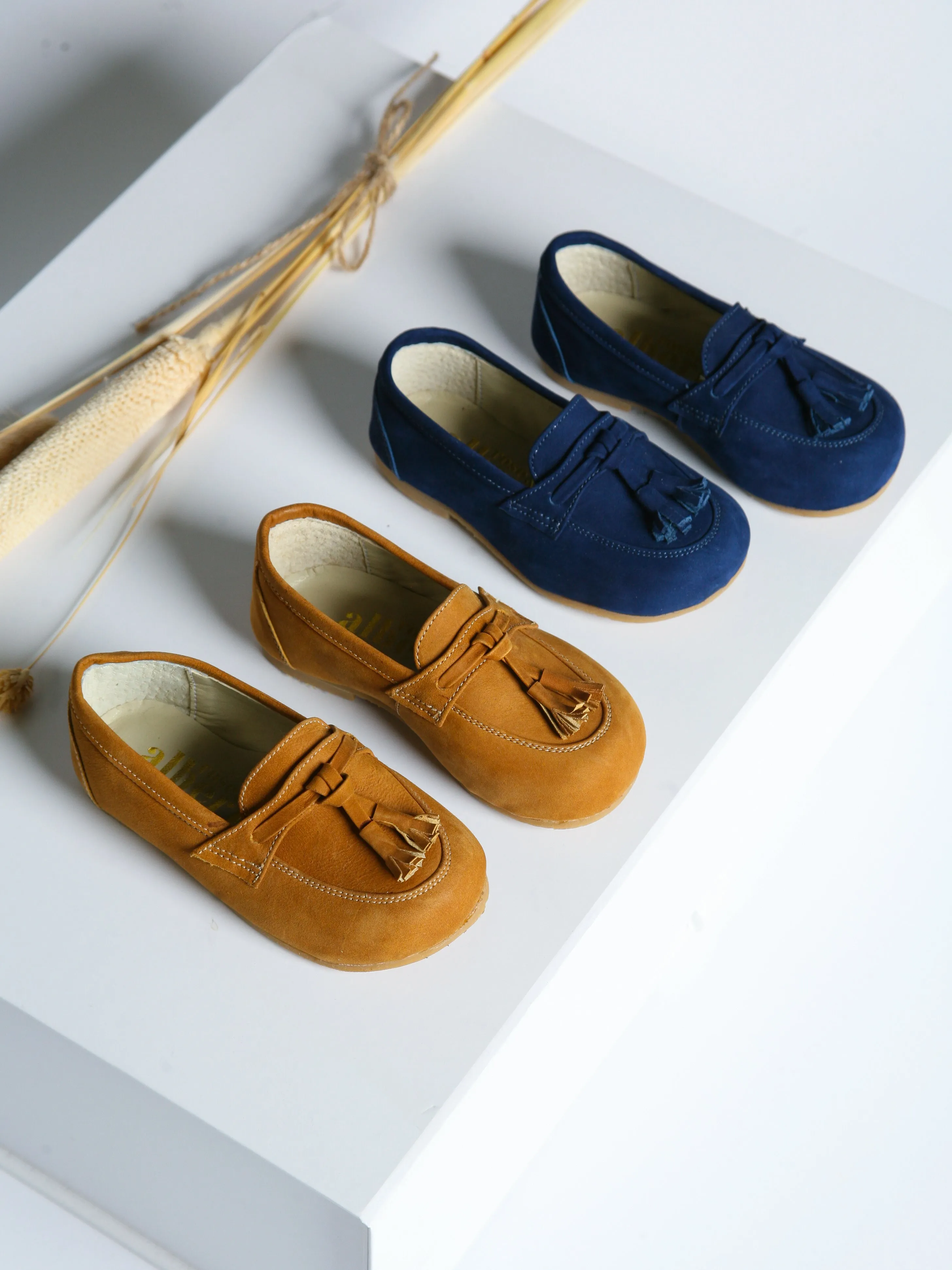 Ananas Petit x Rose & Albert Navy 'Teco' Suede Boat Shoes