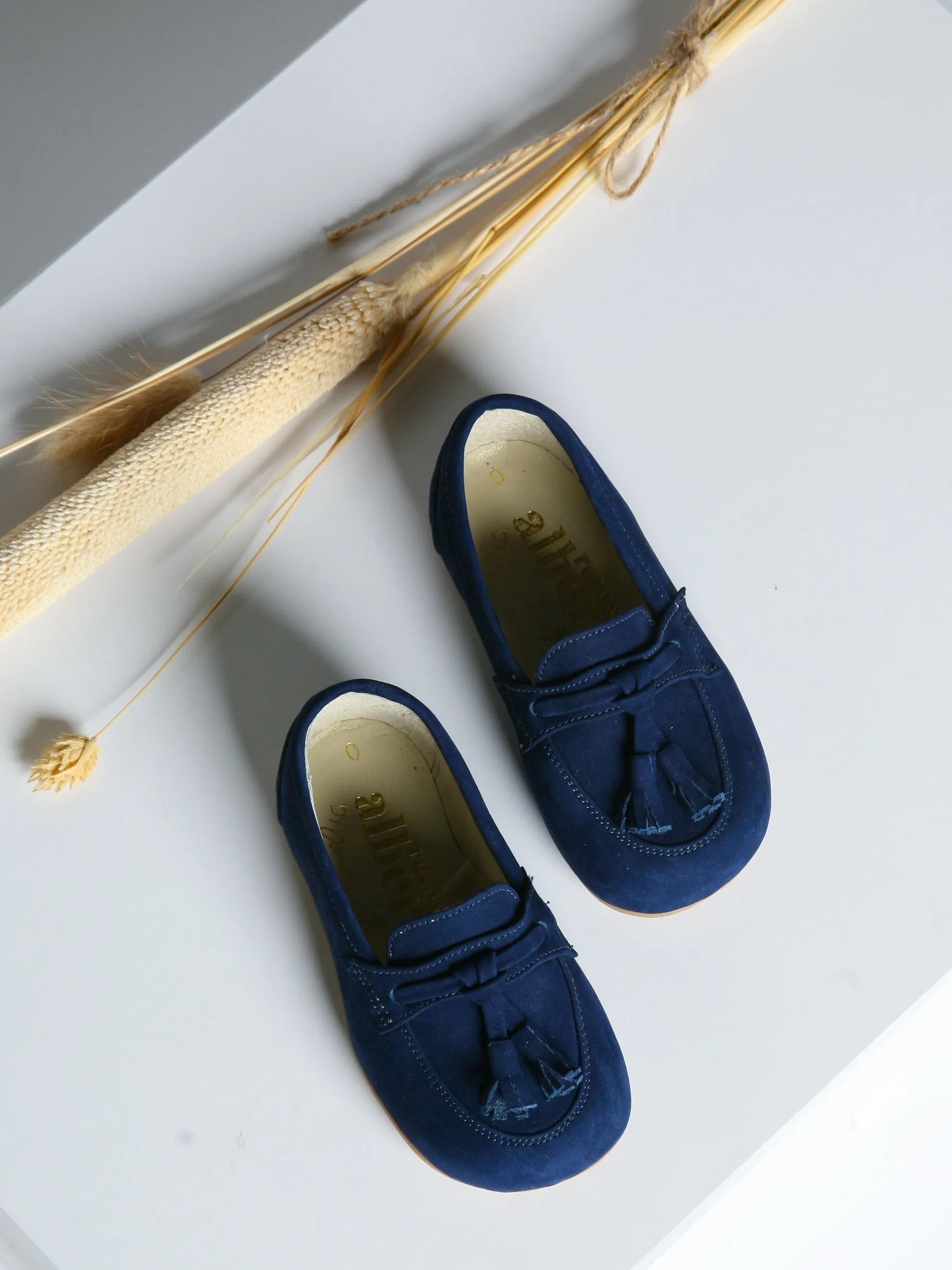 Ananas Petit x Rose & Albert Navy 'Teco' Suede Boat Shoes