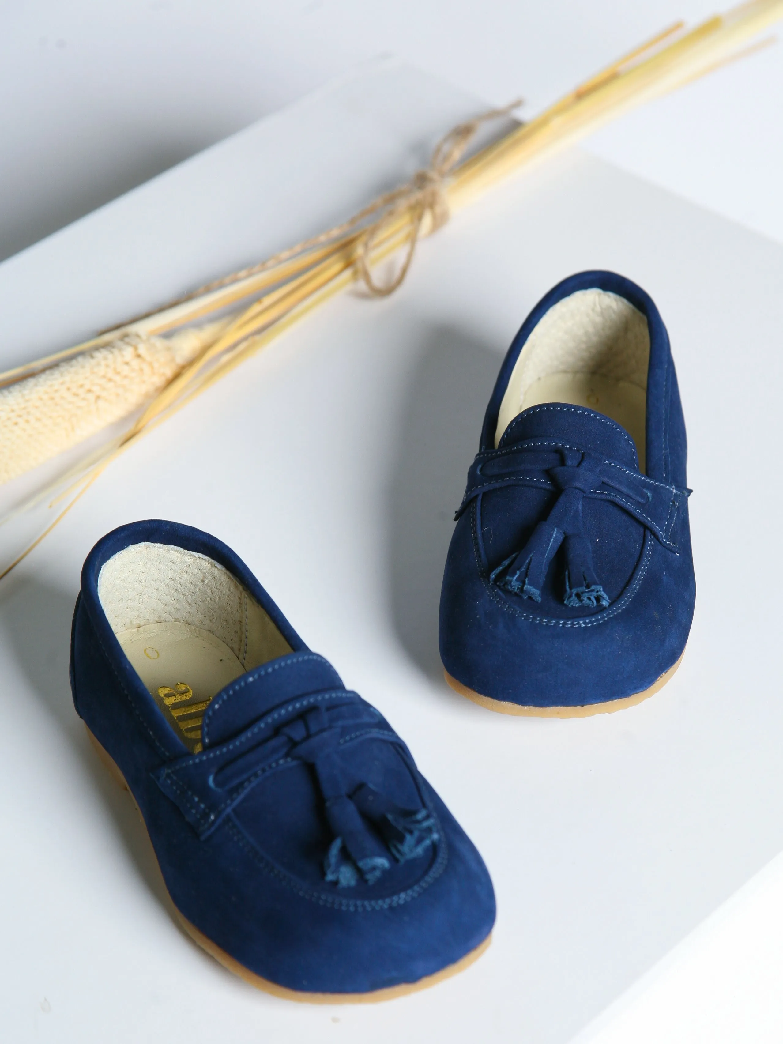 Ananas Petit x Rose & Albert Navy 'Teco' Suede Boat Shoes