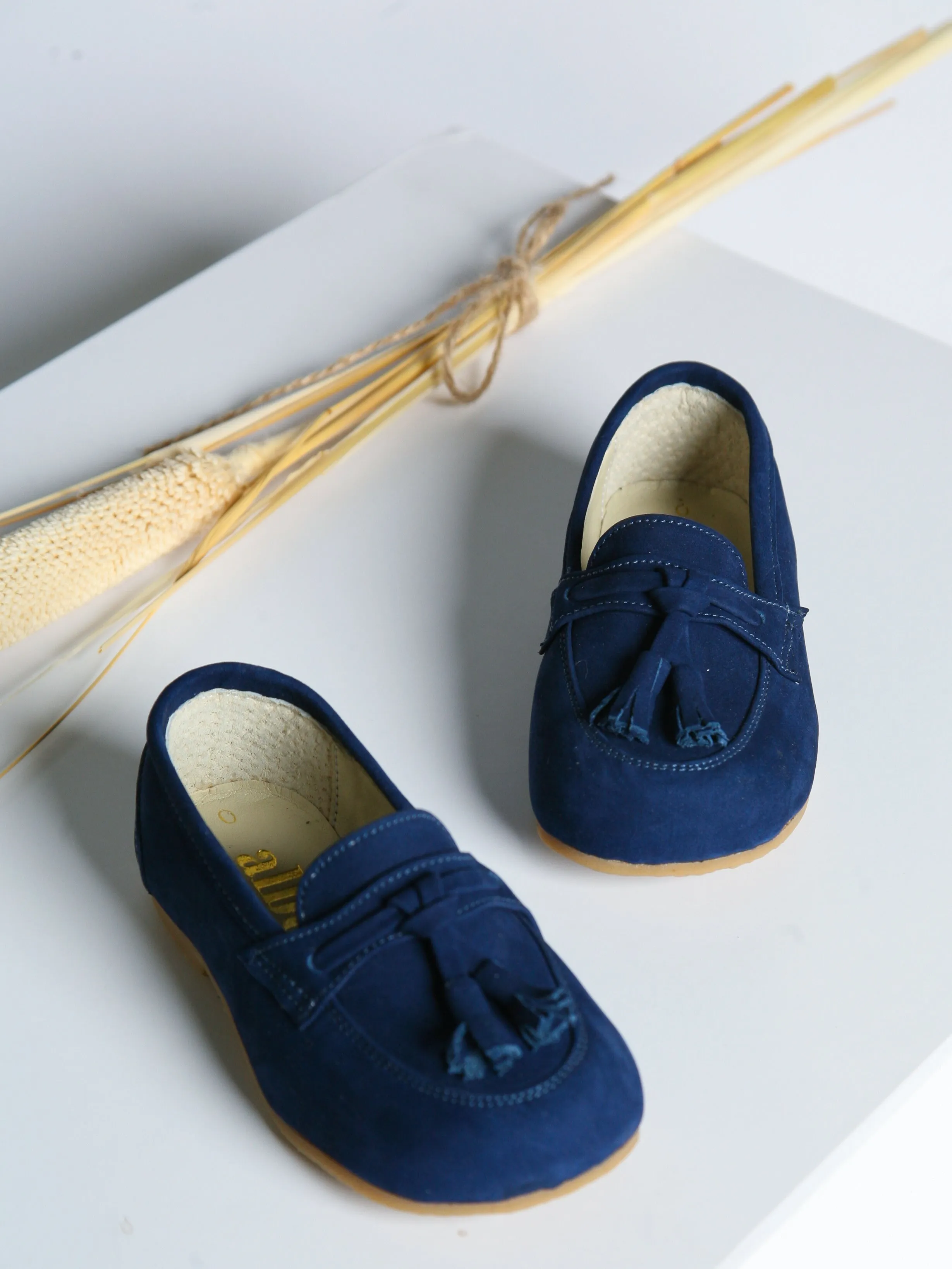 Ananas Petit x Rose & Albert Navy 'Teco' Suede Boat Shoes