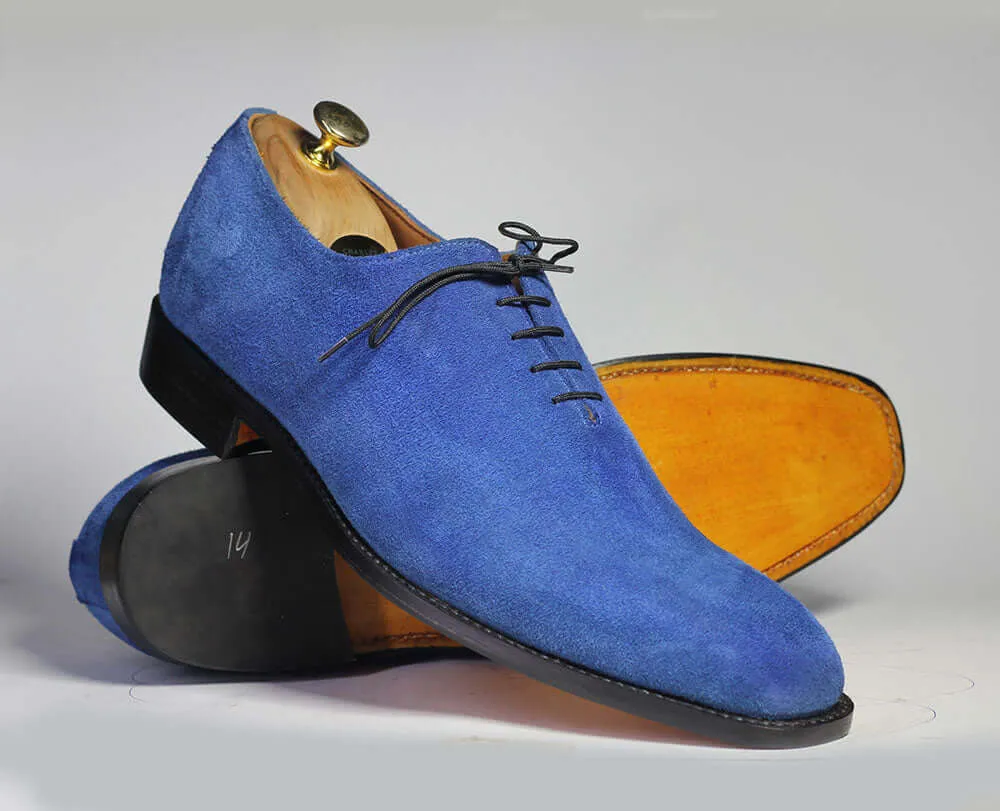 Bespoke Blue Suede Lace up Shoe for Men