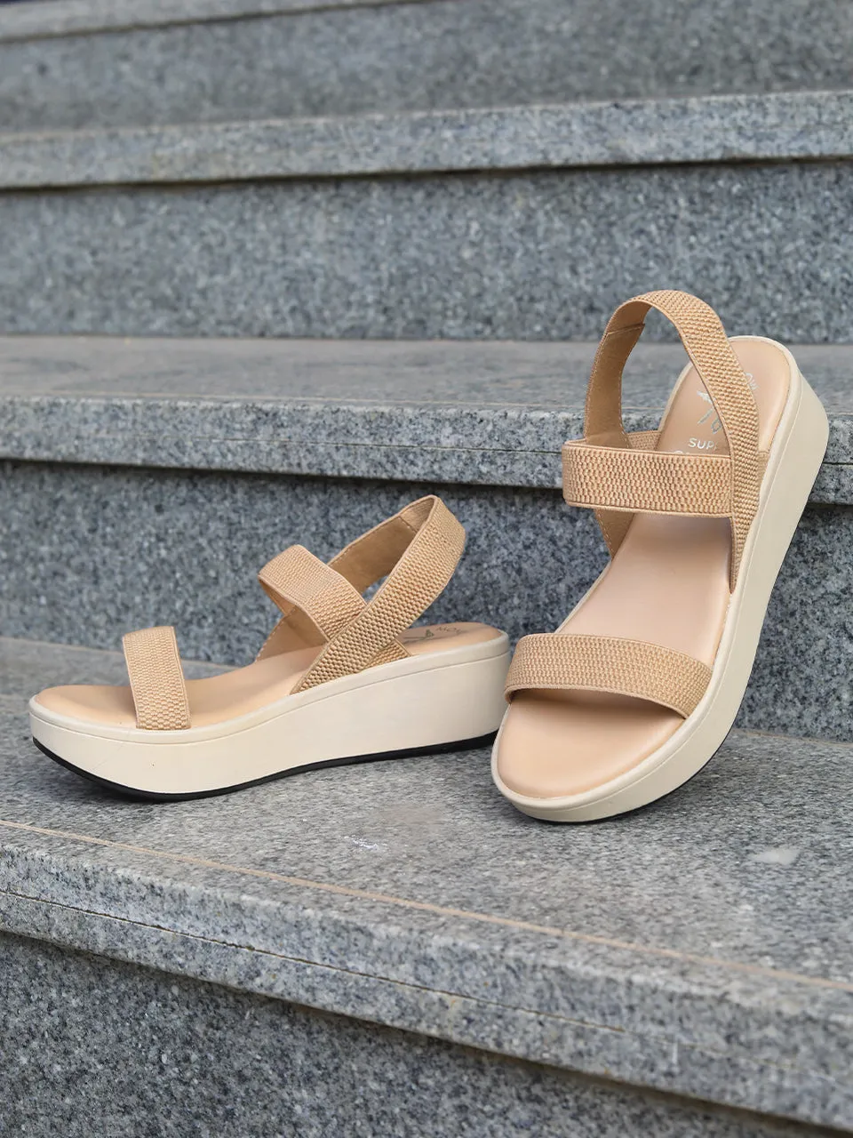 Elodie Beige Flatform Heels