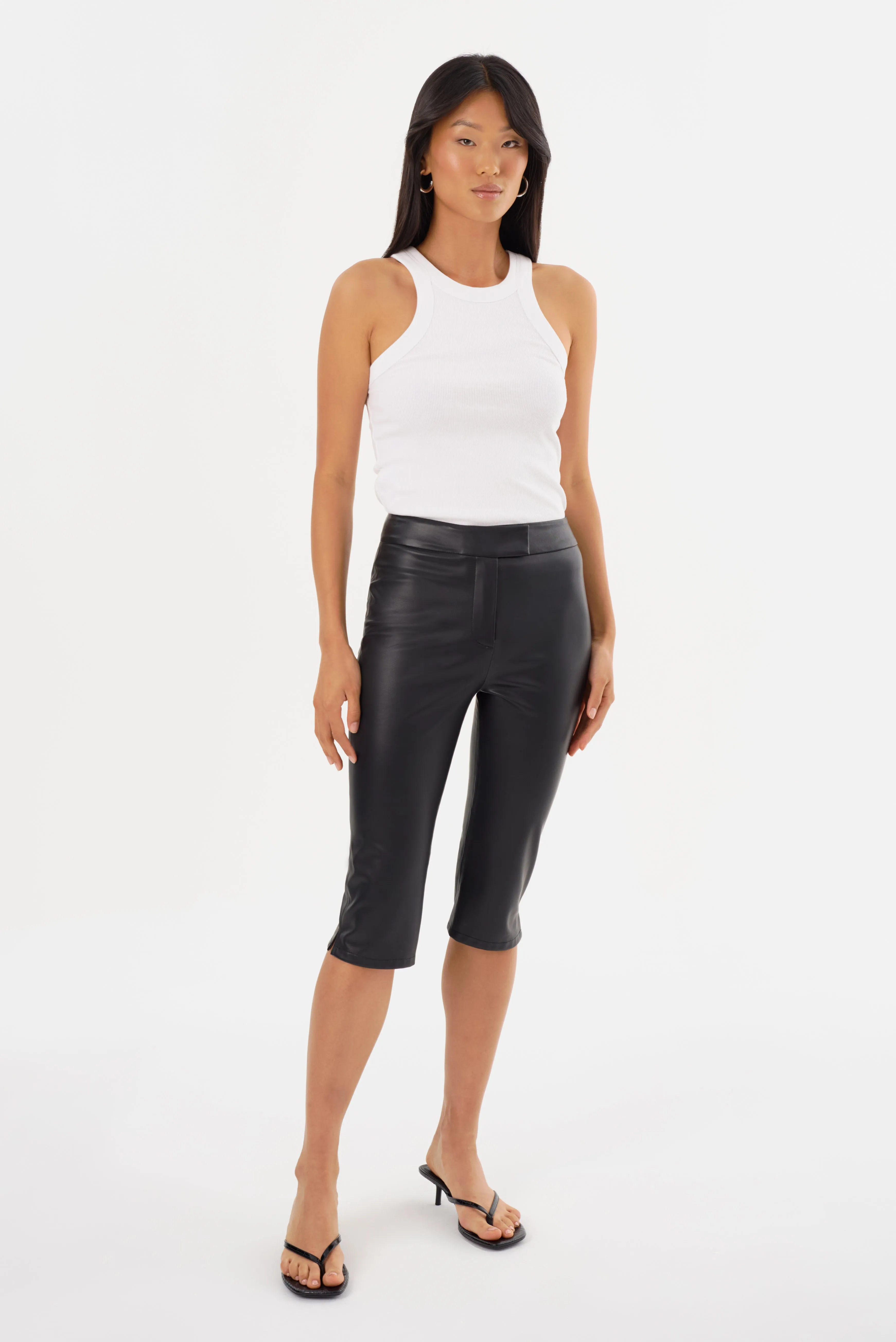 FAYA | Faux Leather Capri Pants