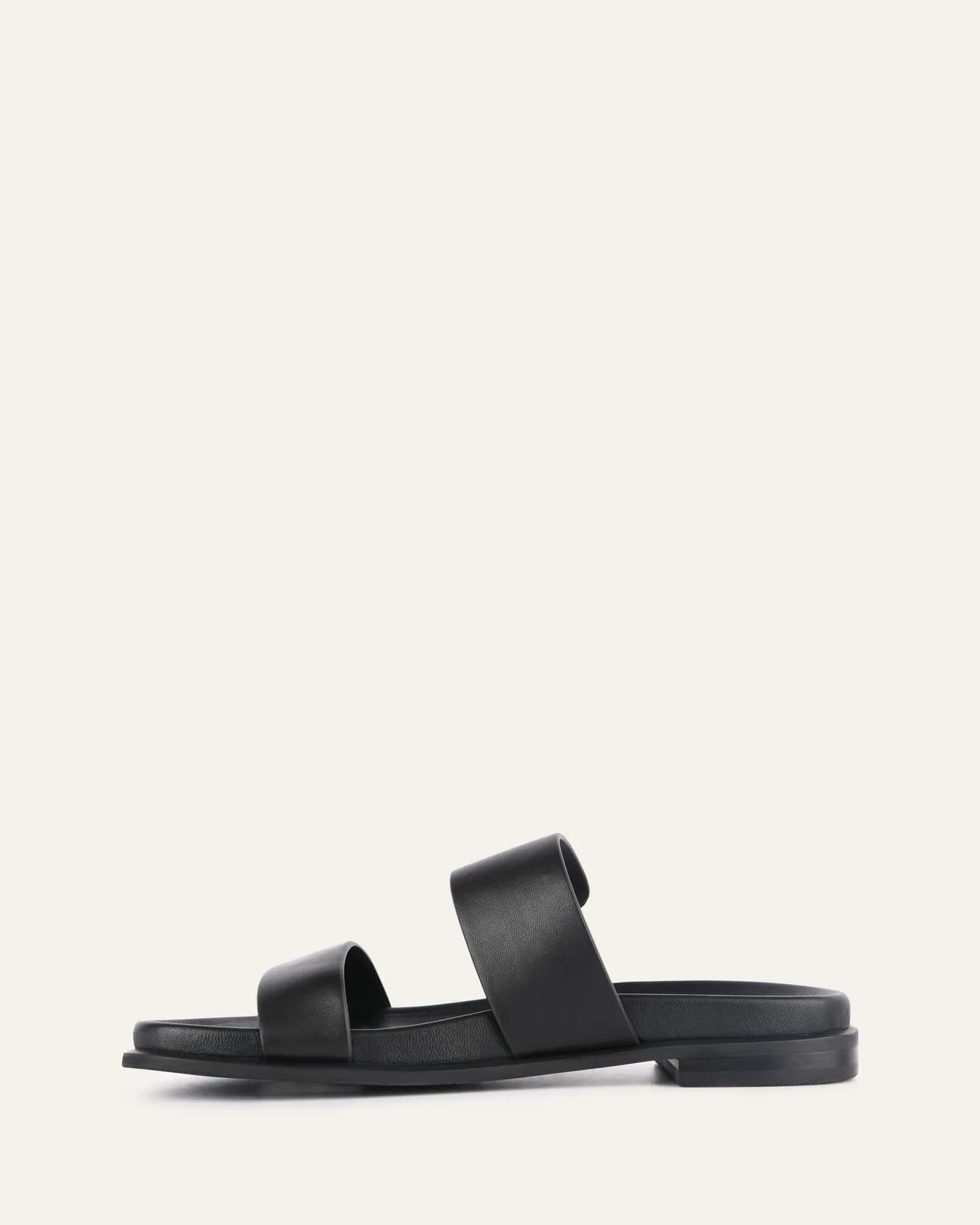 HAYES FLAT SANDALS BLACK LEATHER