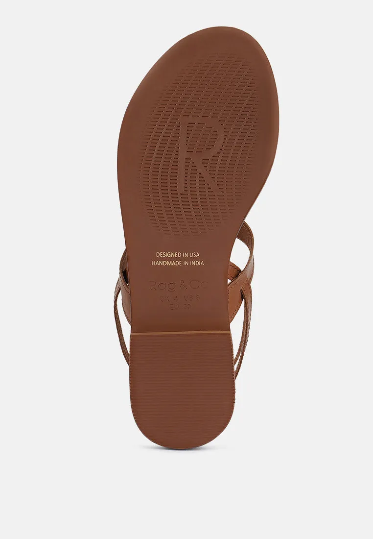 IRENE Tan Flat Thong Sandals