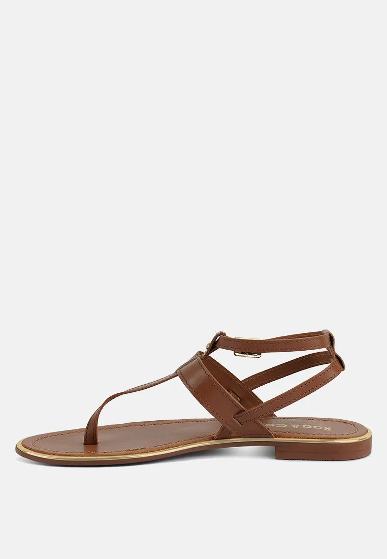 IRENE Tan Flat Thong Sandals