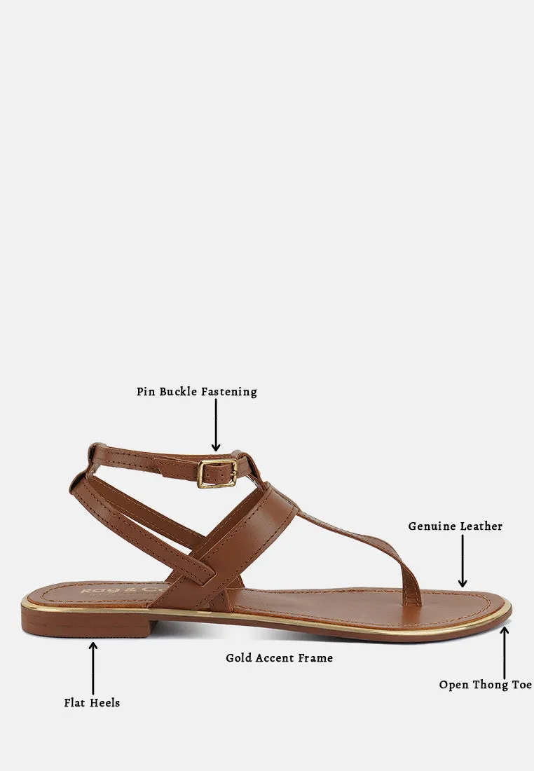 IRENE Tan Flat Thong Sandals