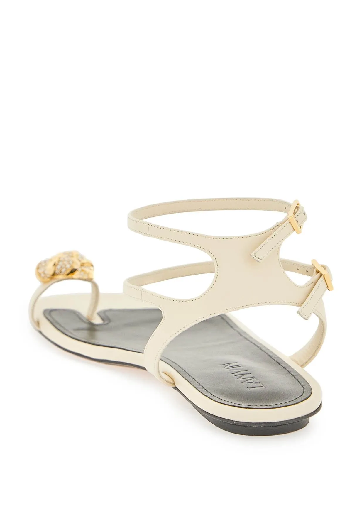 Lanvin 'swing' leather low sandals with melodie jewel