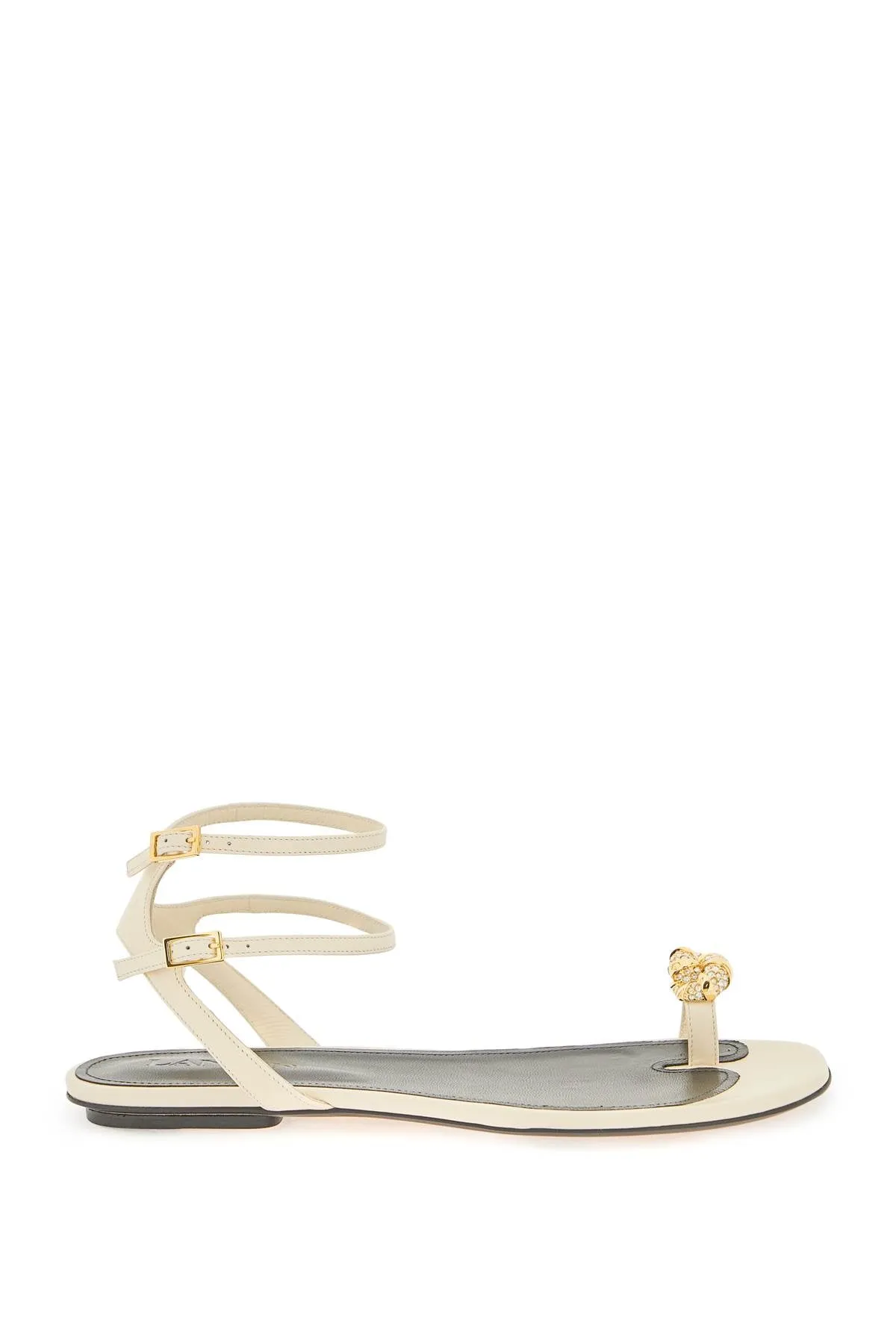 Lanvin 'swing' leather low sandals with melodie jewel